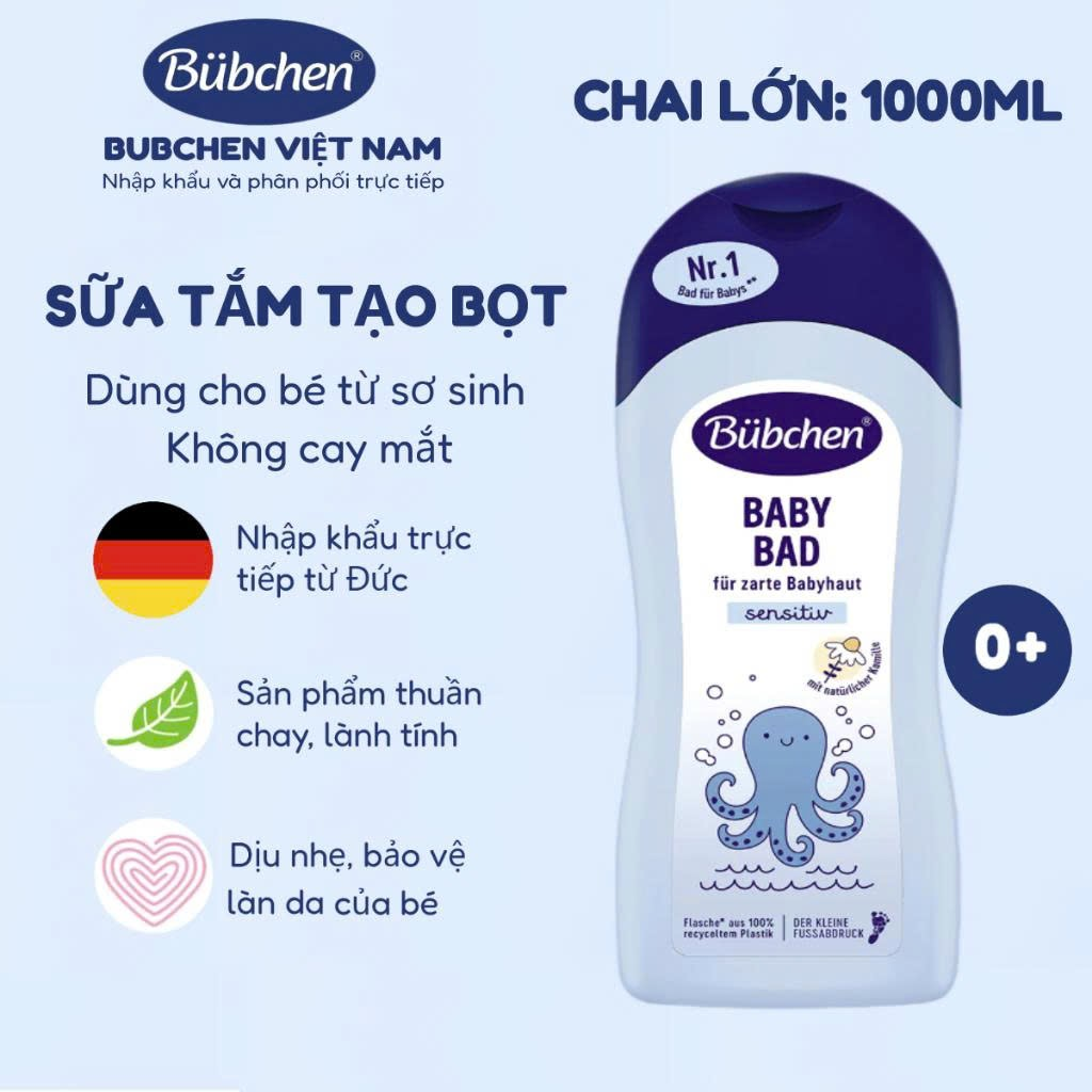 Sữa tắm tạo bọt Bubchen Baby Bad chai lớn 1000ml