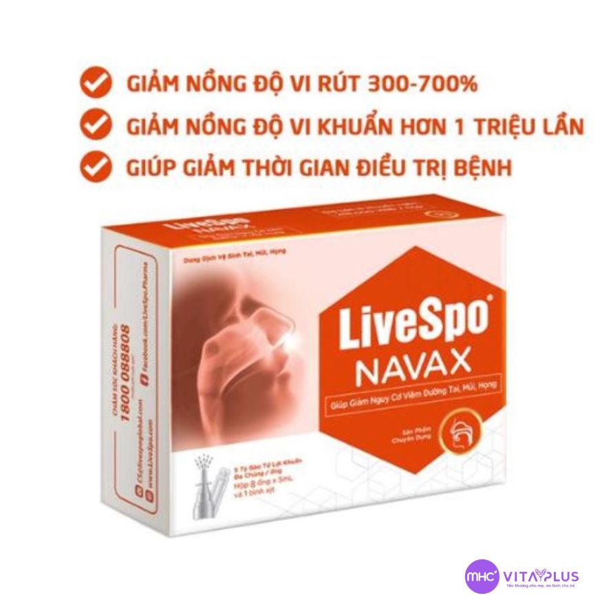 LiveSpo NAVAX Đỏ Dung dịch vệ sinh tai, mũi, họng - hộp 10 ống
