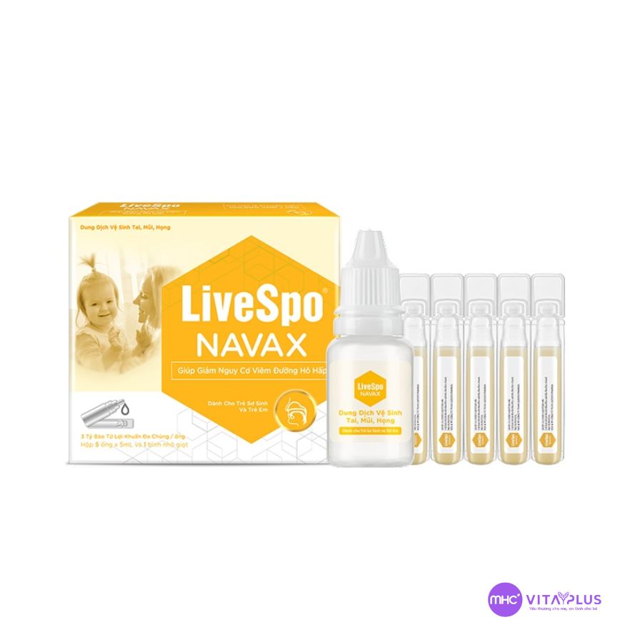 LiveSpo NAVAX Vàng Lợi khuẩn tai, mũi, họng - hộp 5 ống