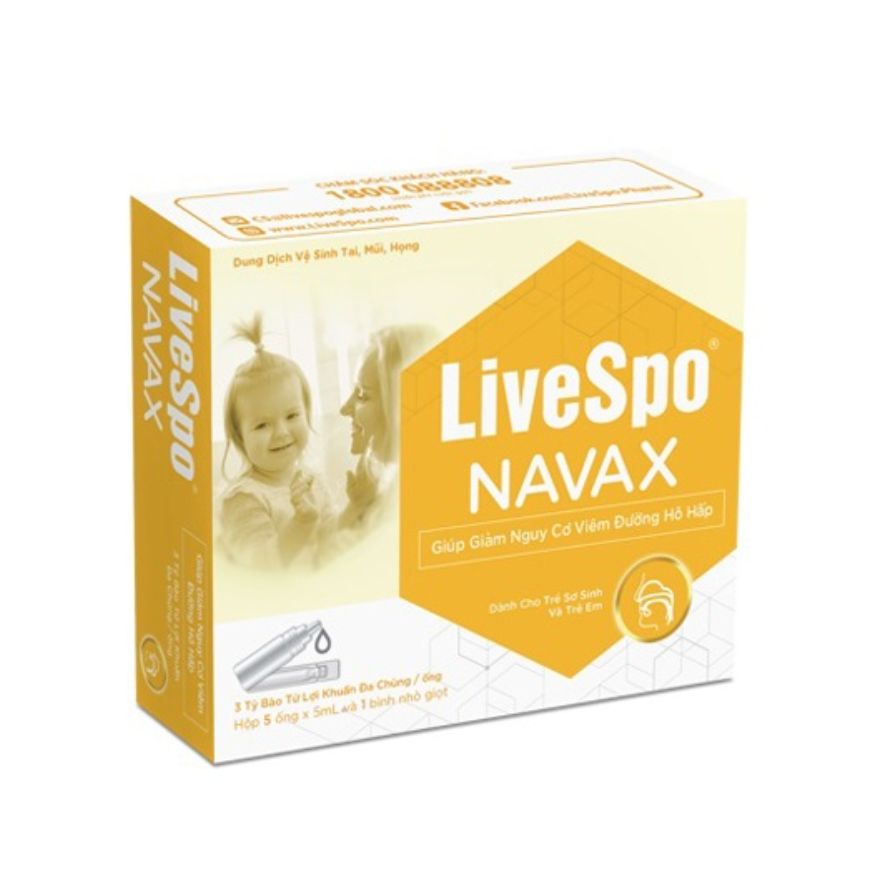 LiveSpo NAVAX Vàng Lợi khuẩn tai, mũi, họng - hộp 5 ống