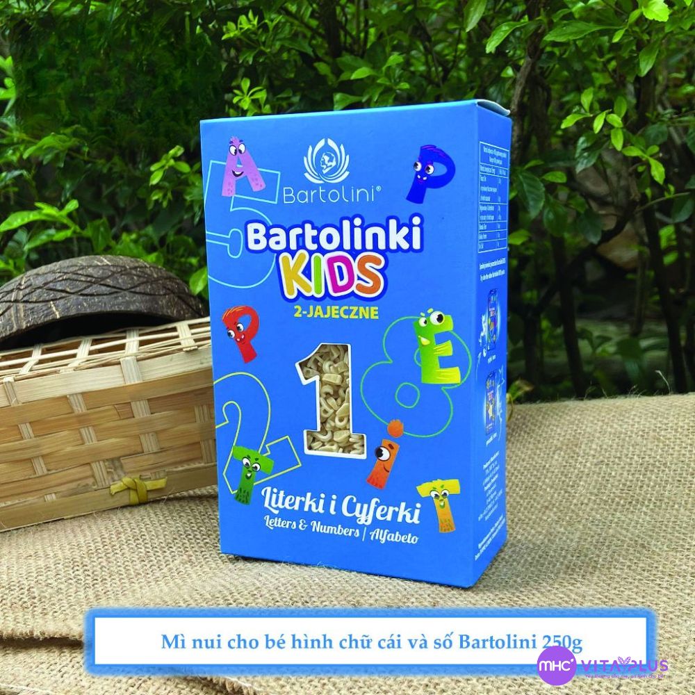 Mì nui cho bé hình chữ cái và số Bartolini 250g