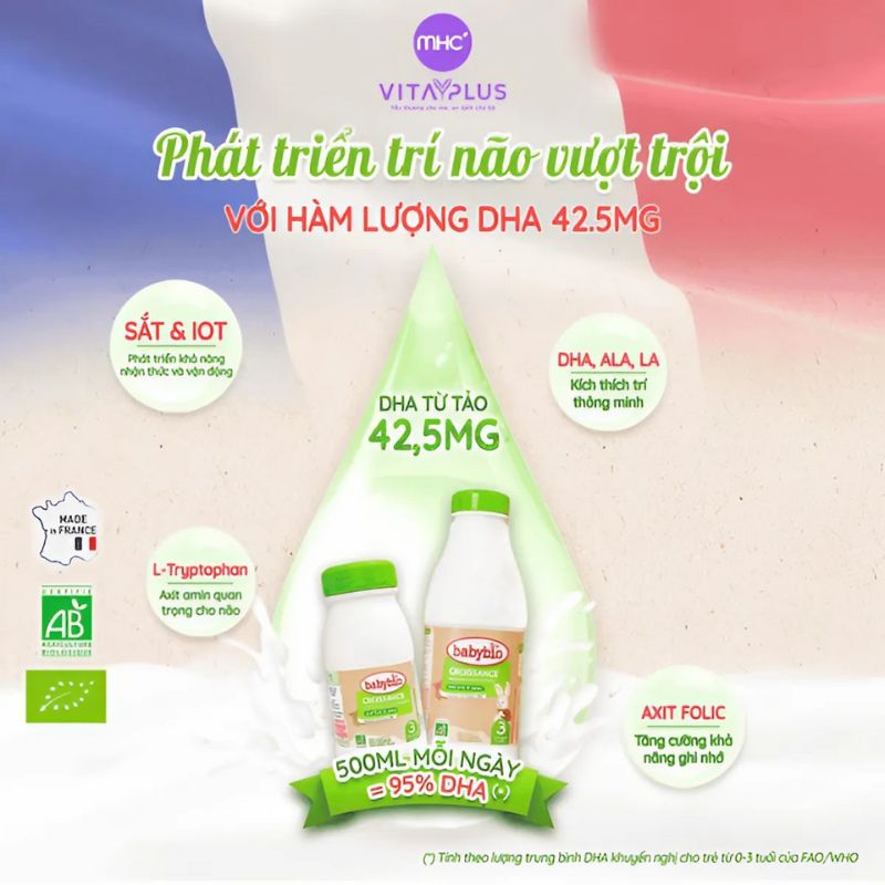 Sữa dinh dưỡng tăng trưởng hữu cơ Babybio 250ml