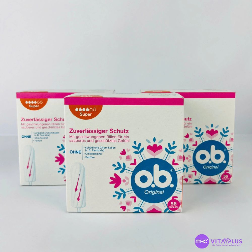 Tampons O.B Original Super 4 giọt mềm mịn thấm hút tốt, 56St