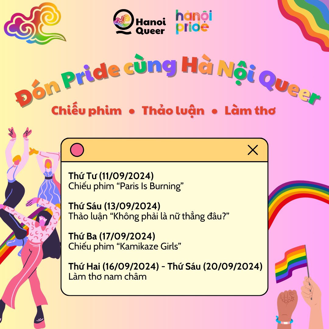 🏳️‍🌈 CHUỖI SỰ KIỆN ĐÓN PRIDE CÙNG HÀ NỘI QUEER 🏳️‍🌈