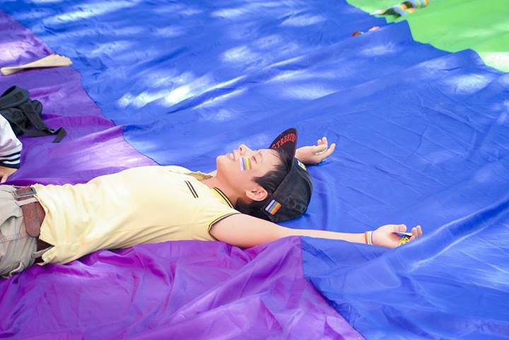 Hình ảnh Rùa rắc rối thả mình trên lá cờ tự hào tại Viet Pride 2013