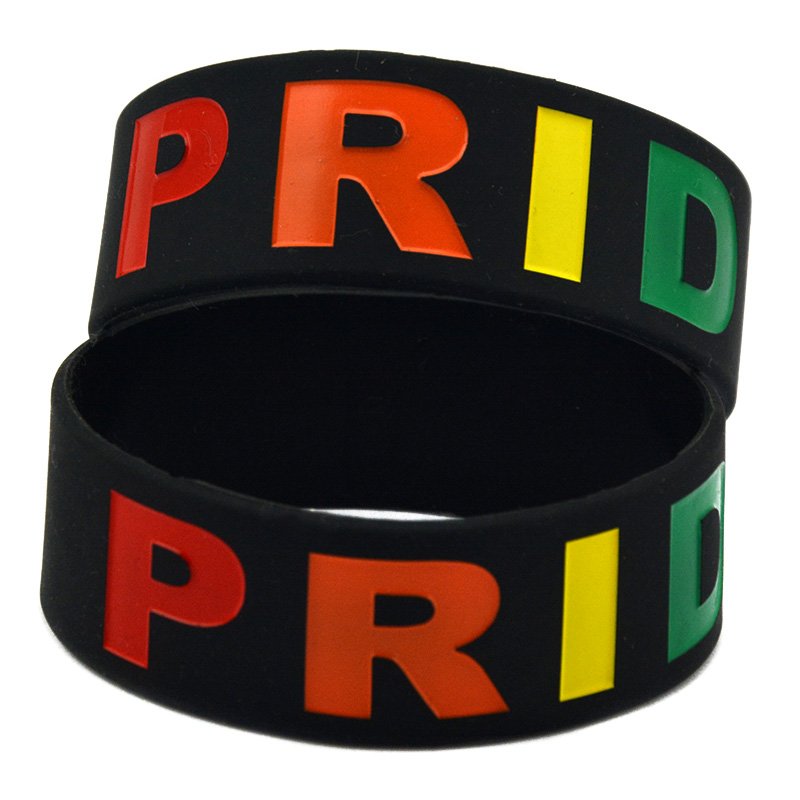 Vòng Tay Cao Su LGBT PRIDE Chữ Nổi Nền Đen