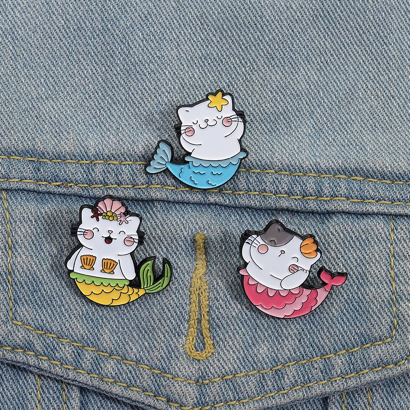 Ghim Cài Mèo Tiên Cá Dễ Thương