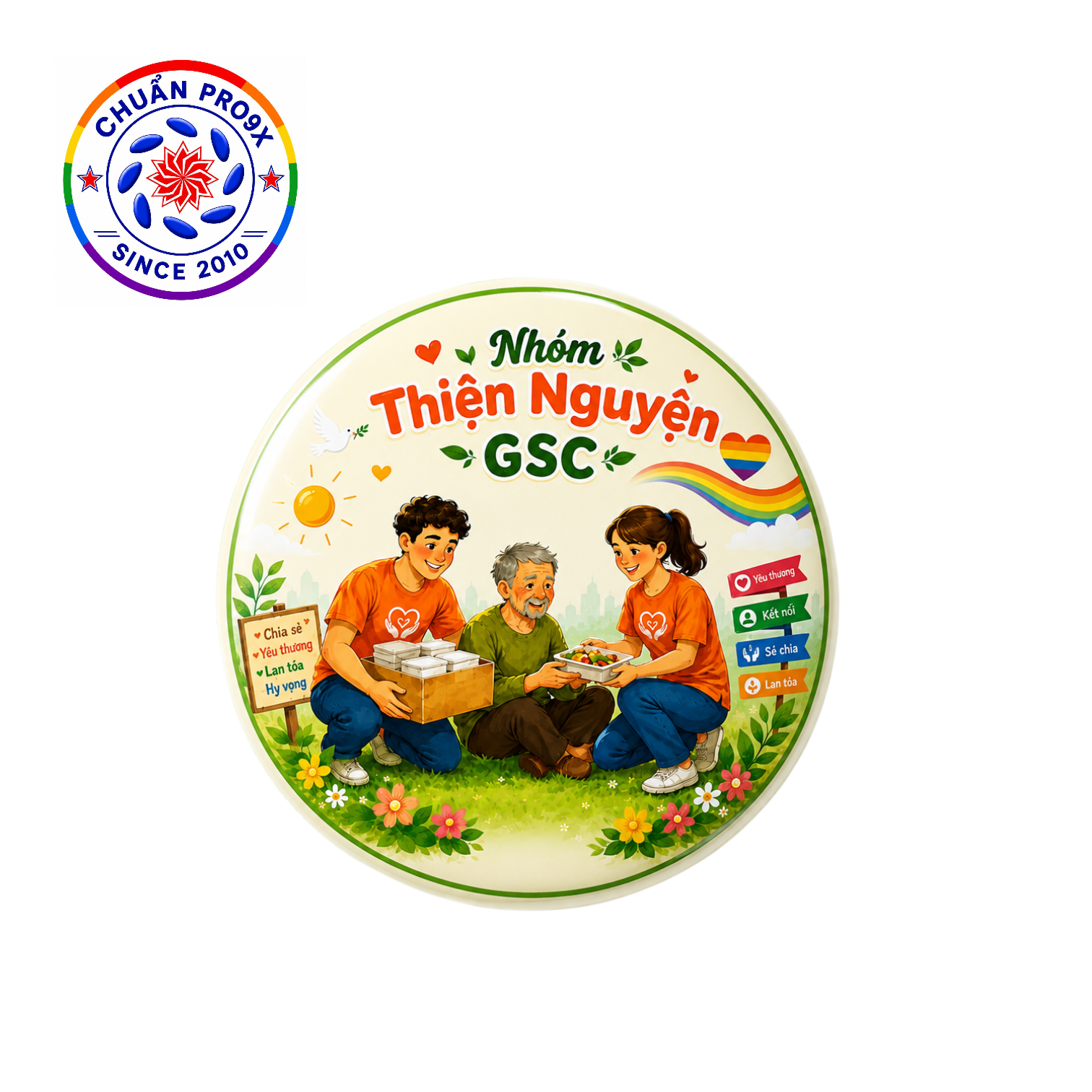Huy Hiệu Cài Áo 44mm GSC - Mẫu Lan Tỏa Yêu Thương