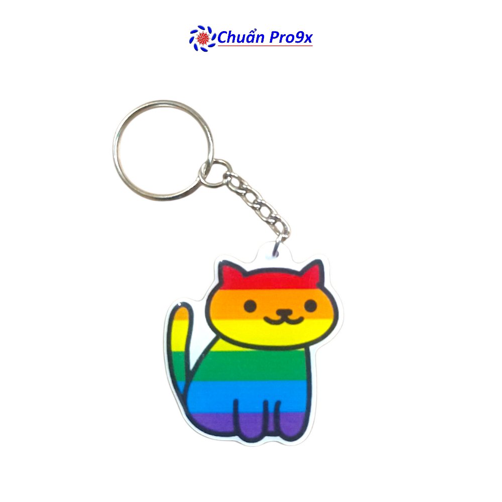 Móc Khoá LGBT lục sắc hình mèo JD3433