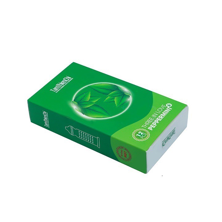 Bao cao su Tâm Thiện Chí Three In Love Peppermint hộp 12 cái chuanpro9x