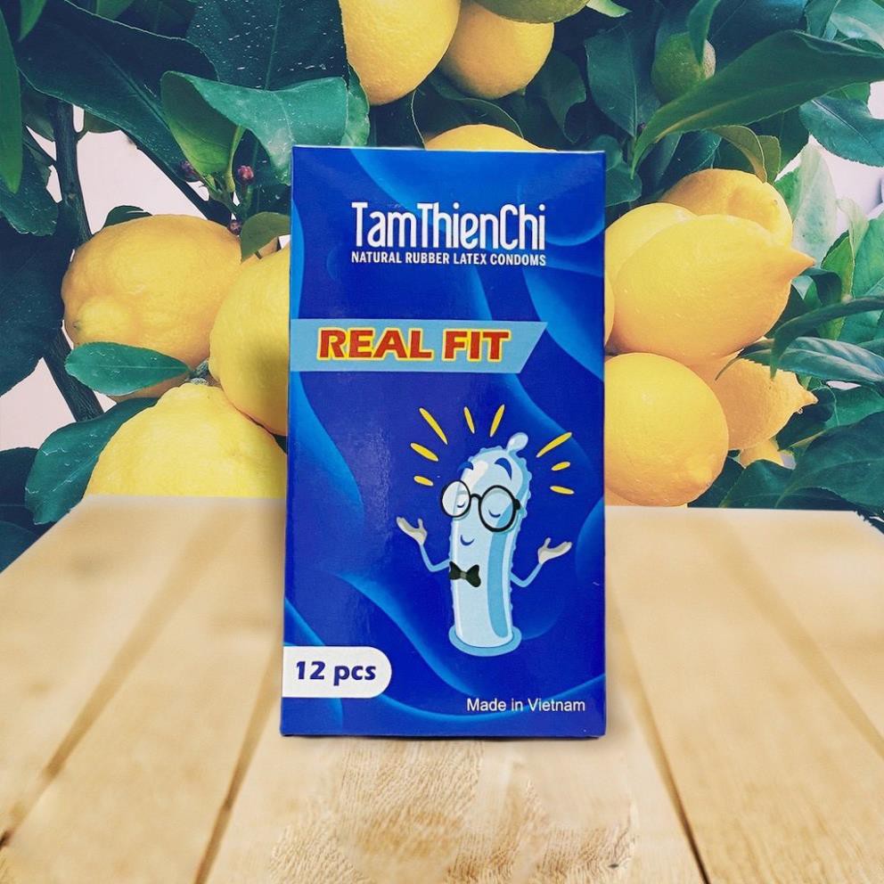 Bao cao su siêu mỏng Tâm Thiện Chí Real Fit nhiều gel bôi trơn hộp 12 bao Chuẩn Pro9x