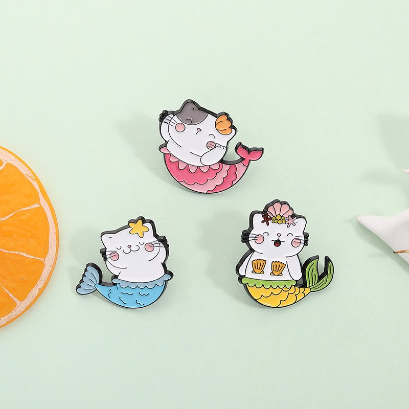 Ghim Cài Mèo Tiên Cá Dễ Thương