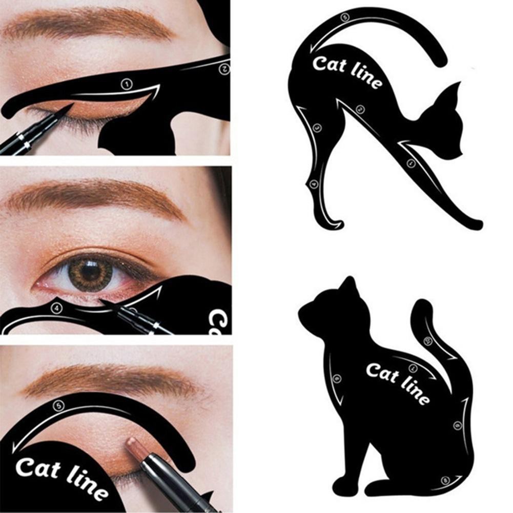 Cặp Khuôn Thẻ Kẻ Mắt / Lông Mày Hình Mèo Catline siêu đa năng siêu độc đáo