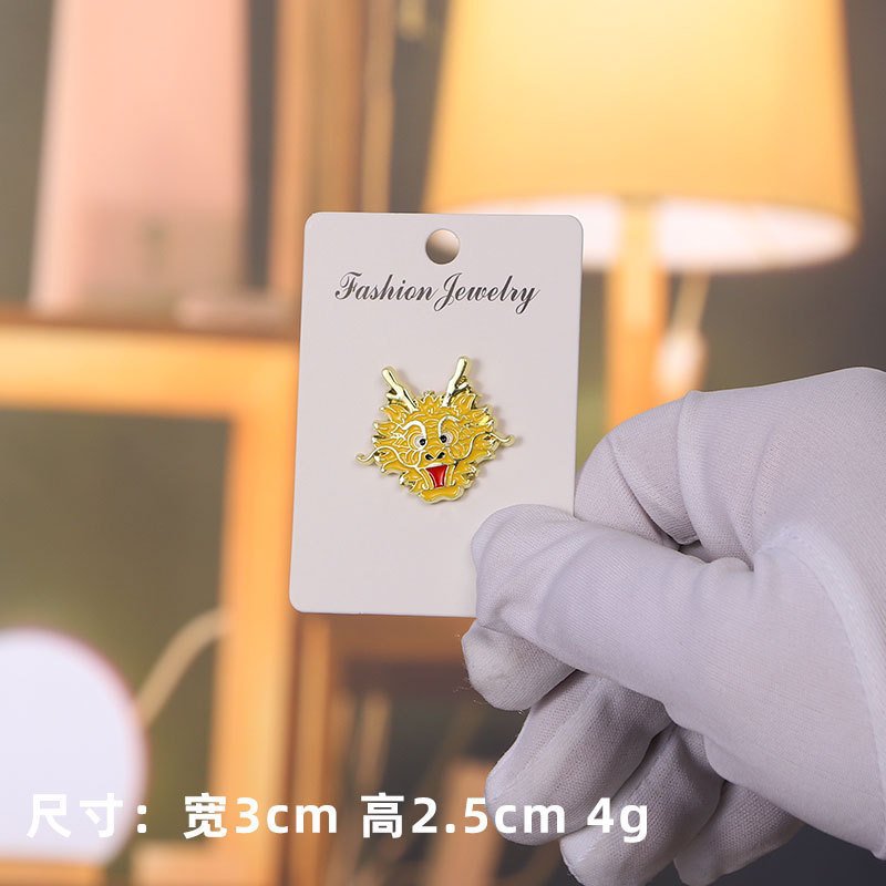 Ghim Cài Áo Hình Đầu Rồng Vàng May Mắn - Pin Cài Balo Kim Loại Dragon Enamel Pin Chuẩn Pro9x