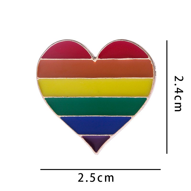 Ghim cài áo LGBT lục sắc cầu vồng trái tim K44235