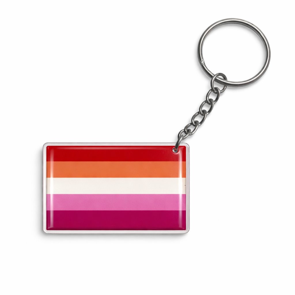 Móc khóa LGBT Lesbian hình chữ nhật nhựa dẻo