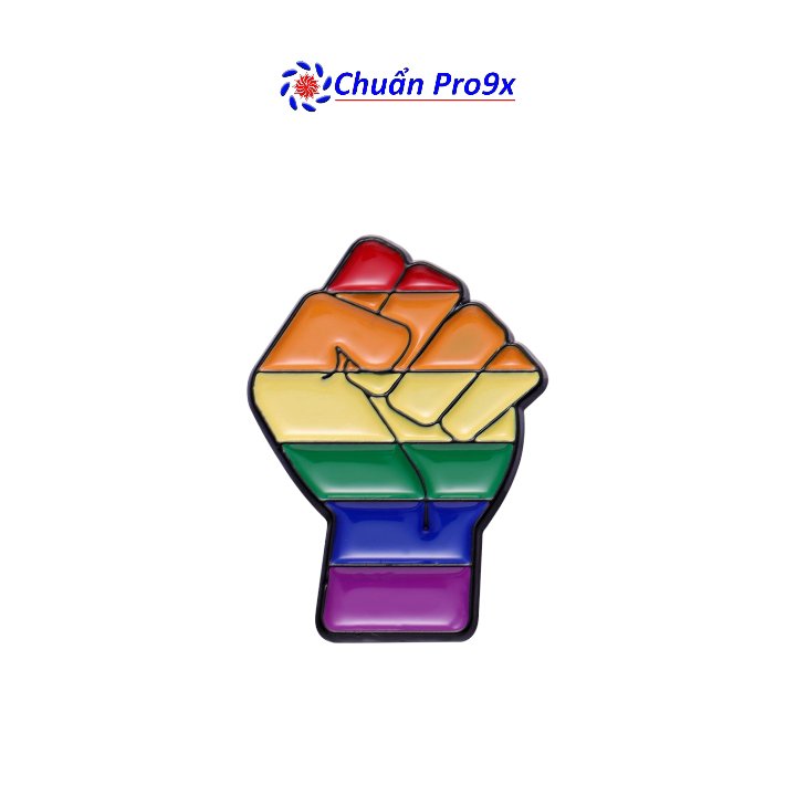 Ghim Cài LGBT Nắm Đấm Cờ Cầu Vồng Pride