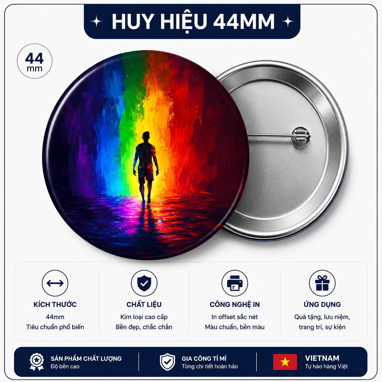 Huy Hiệu LGBT "Bước Ra Ánh Sáng" (Walking into the Light) 44mm