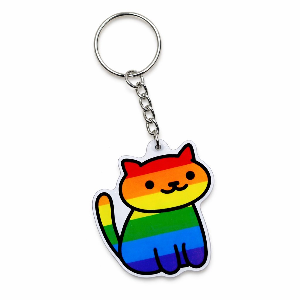 Móc Khoá LGBT lục sắc hình mèo JD3433