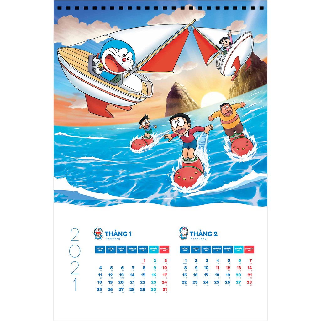Lịch Treo Tường Doraemon 2021