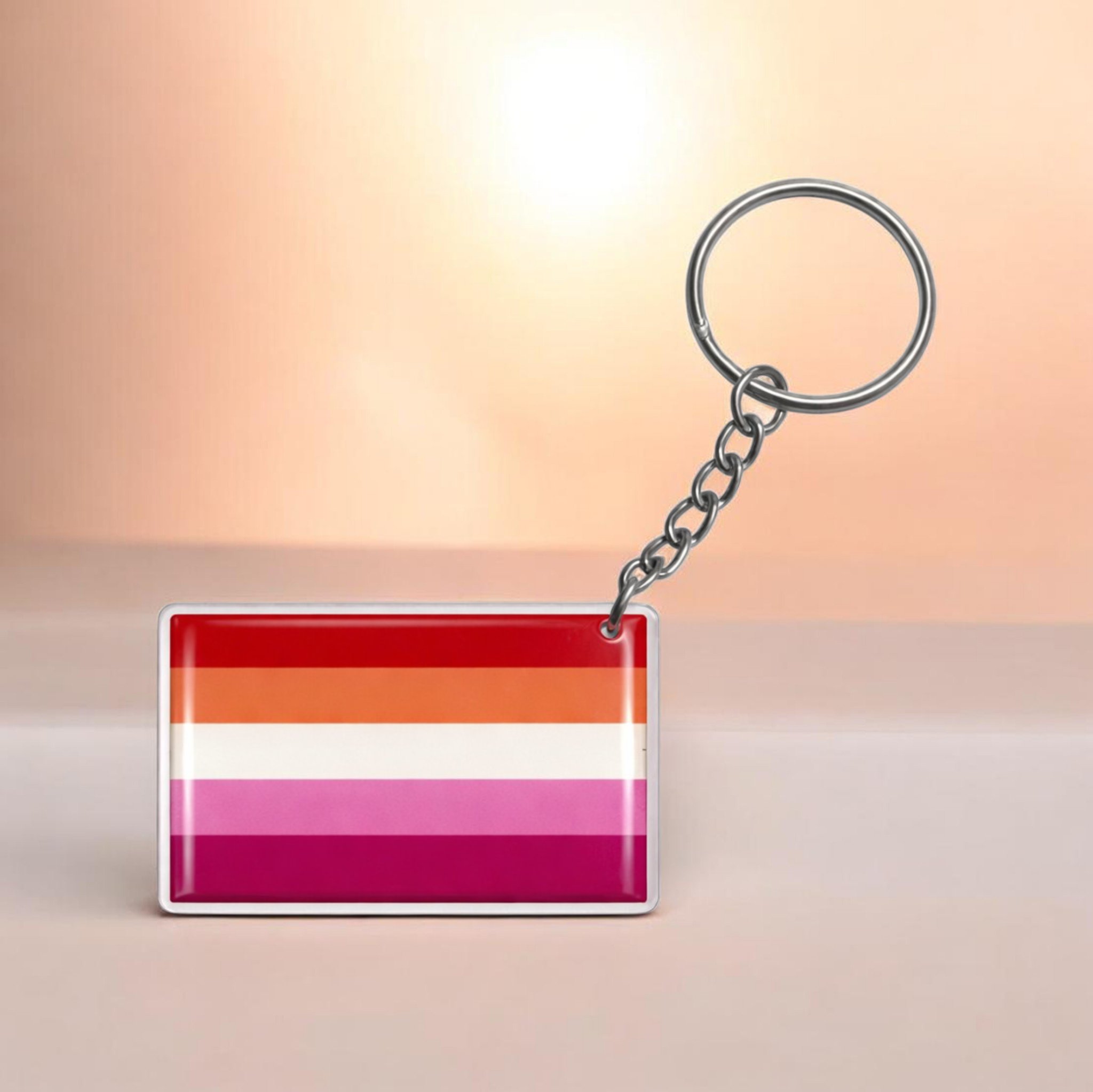 Móc khóa LGBT Lesbian hình chữ nhật nhựa dẻo