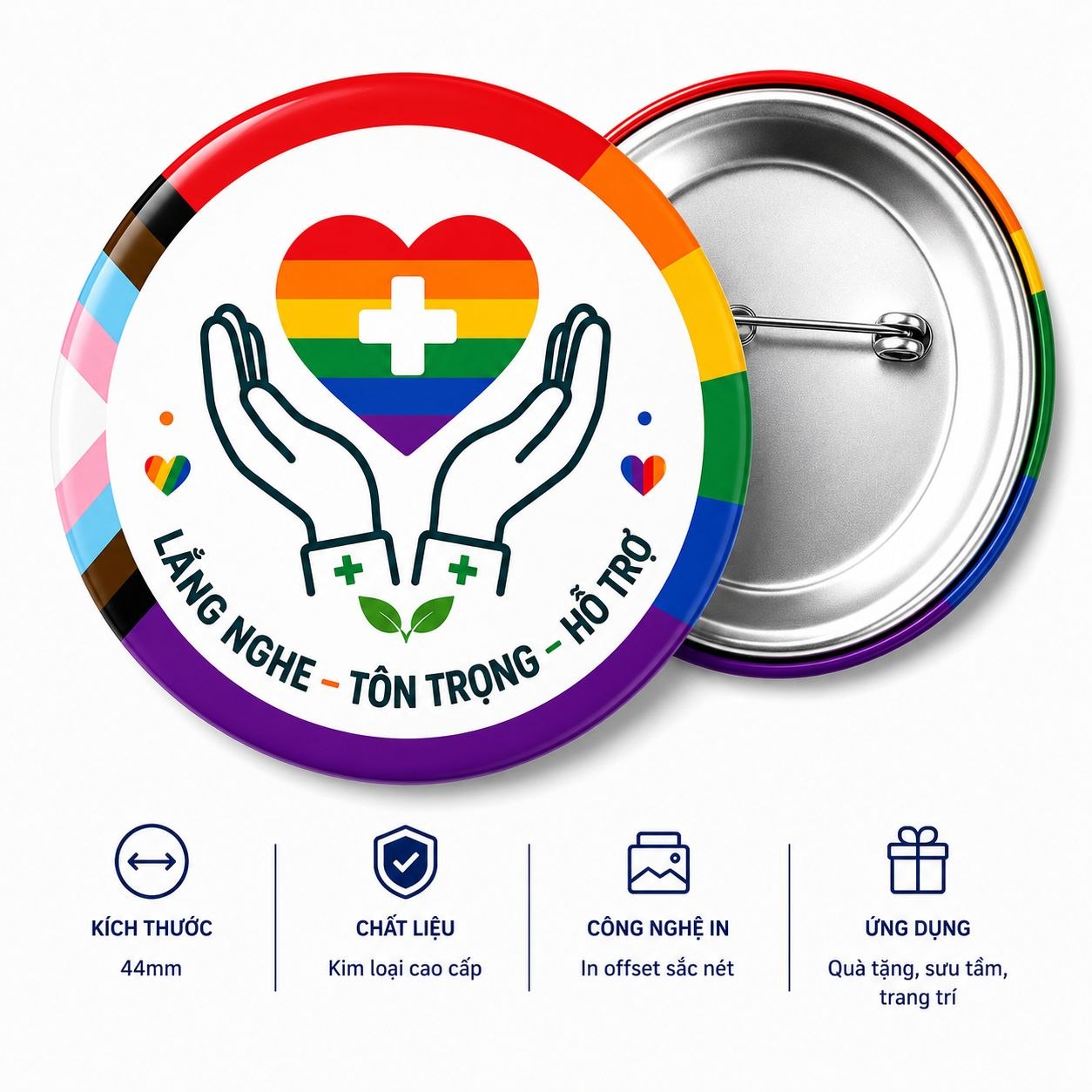 Bộ Sưu Tập HUY HIỆU LGBT CHĂM SÓC HÒA NHẬP 44mm