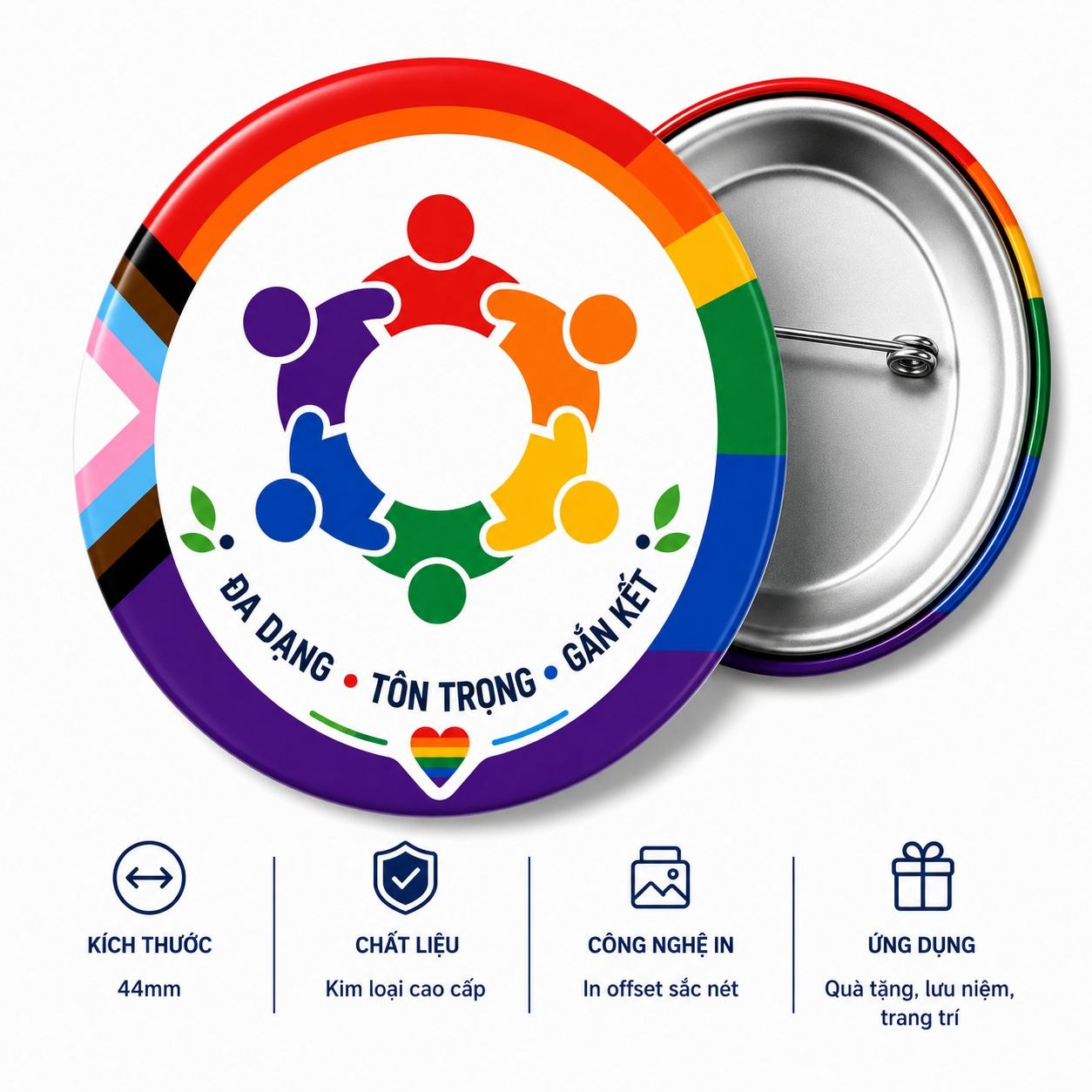 Bộ Sưu Tập HUY HIỆU LGBT CÔNG SỞ ĐA DẠNG & HÒA NHẬP 44mm