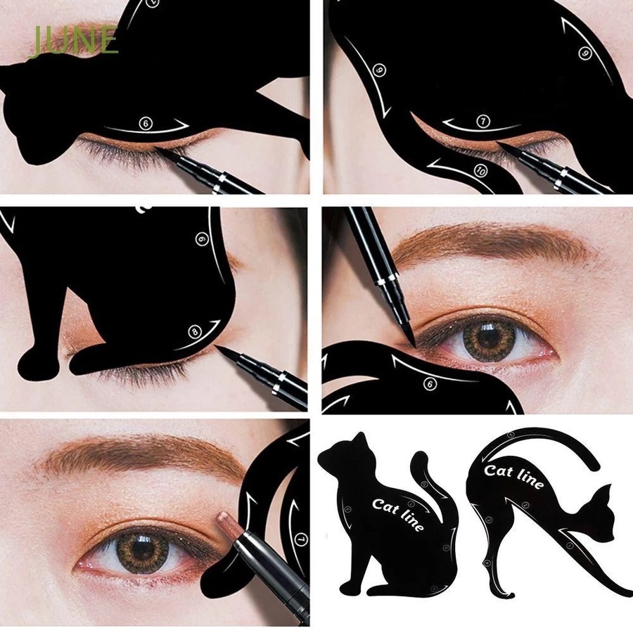 Cặp Khuôn Thẻ Kẻ Mắt / Lông Mày Hình Mèo Catline siêu đa năng siêu độc đáo