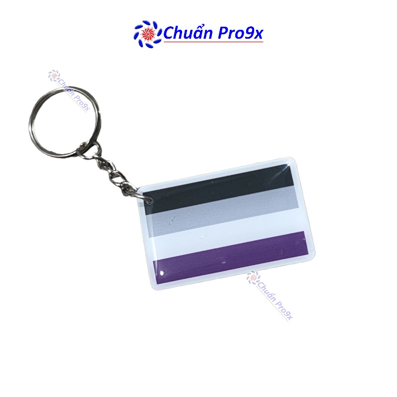 Móc Khóa LGBT Asexual Vô Tính hình chữ nhật nhựa dẻo