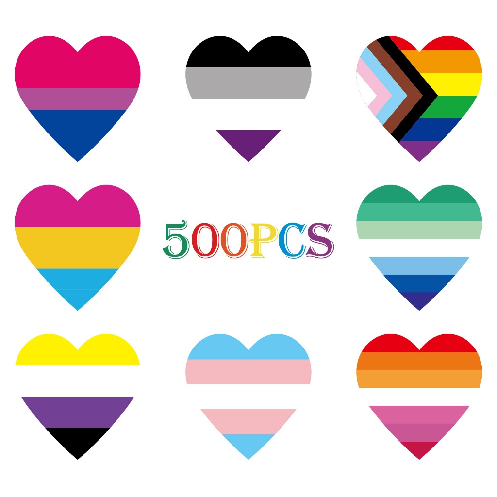 500 sticker LGBT trái tim đa sắc