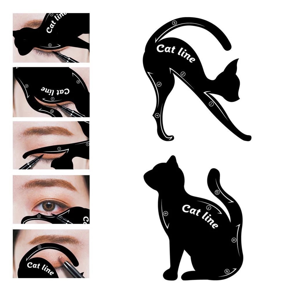 Cặp Khuôn Thẻ Kẻ Mắt / Lông Mày Hình Mèo Catline siêu đa năng siêu độc đáo