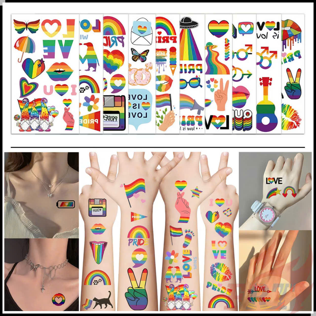 Nhãn dán hình xăm LGBT tạm thời hình xăm chống thấm nước