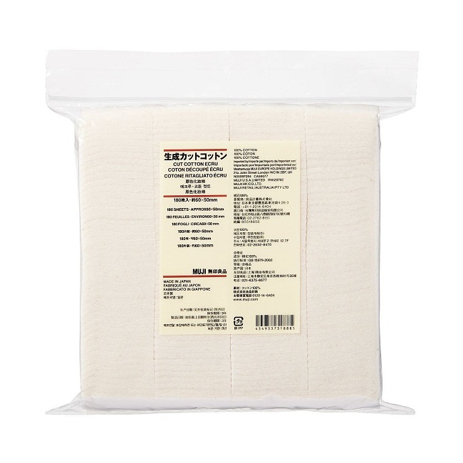 Bông tẩy trang Muji 180 miếng organic