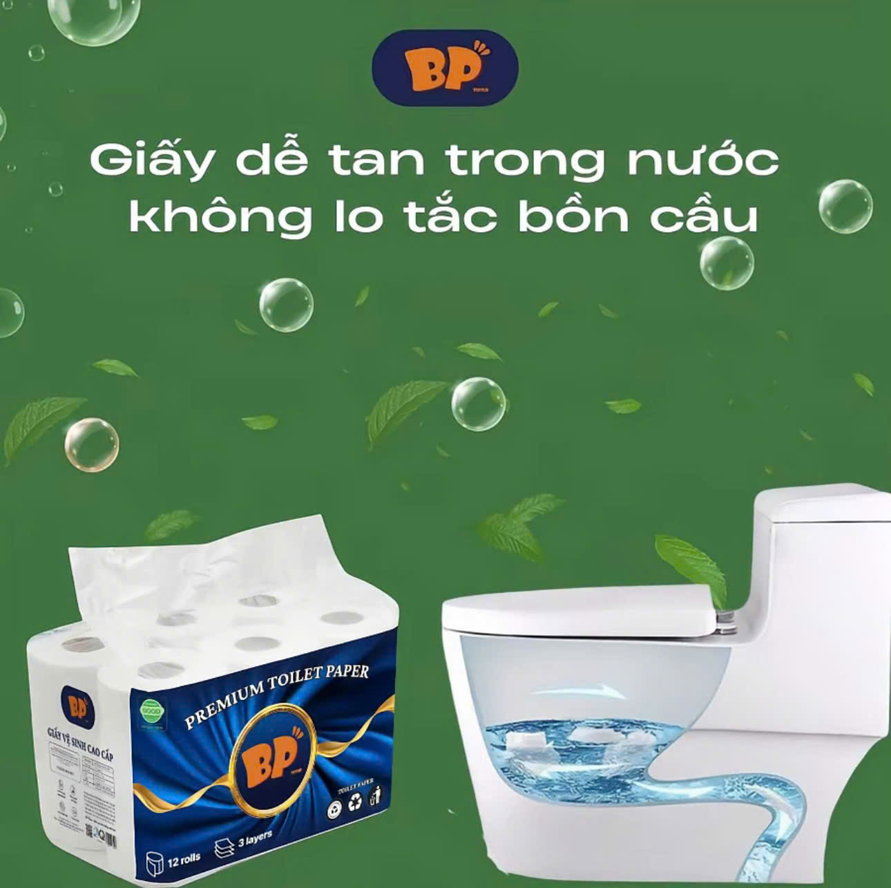 Giấy vệ sinh bịch 12 cuộn cao cấp (CÓ LÕI)