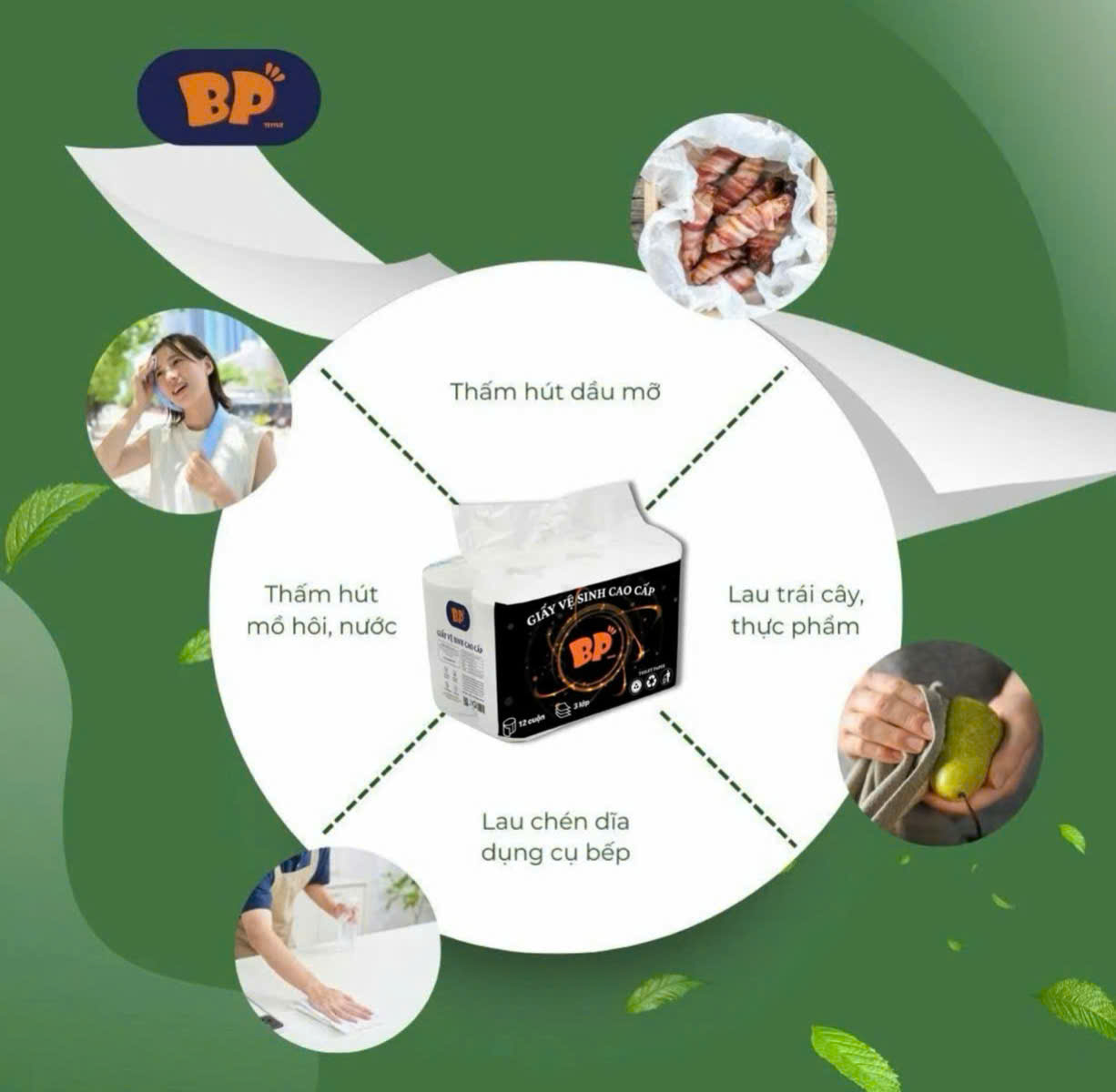 Giấy vệ sinh bịch 12 cuộn cao cấp (KO LÕI)