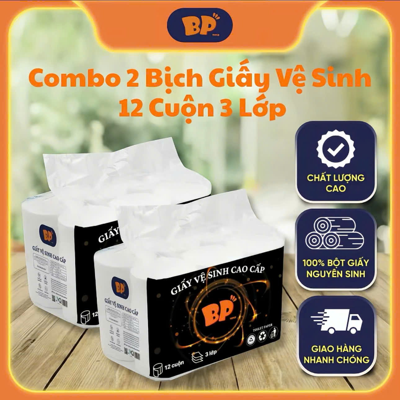 Giấy vệ sinh bịch 12 cuộn cao cấp (KO LÕI)