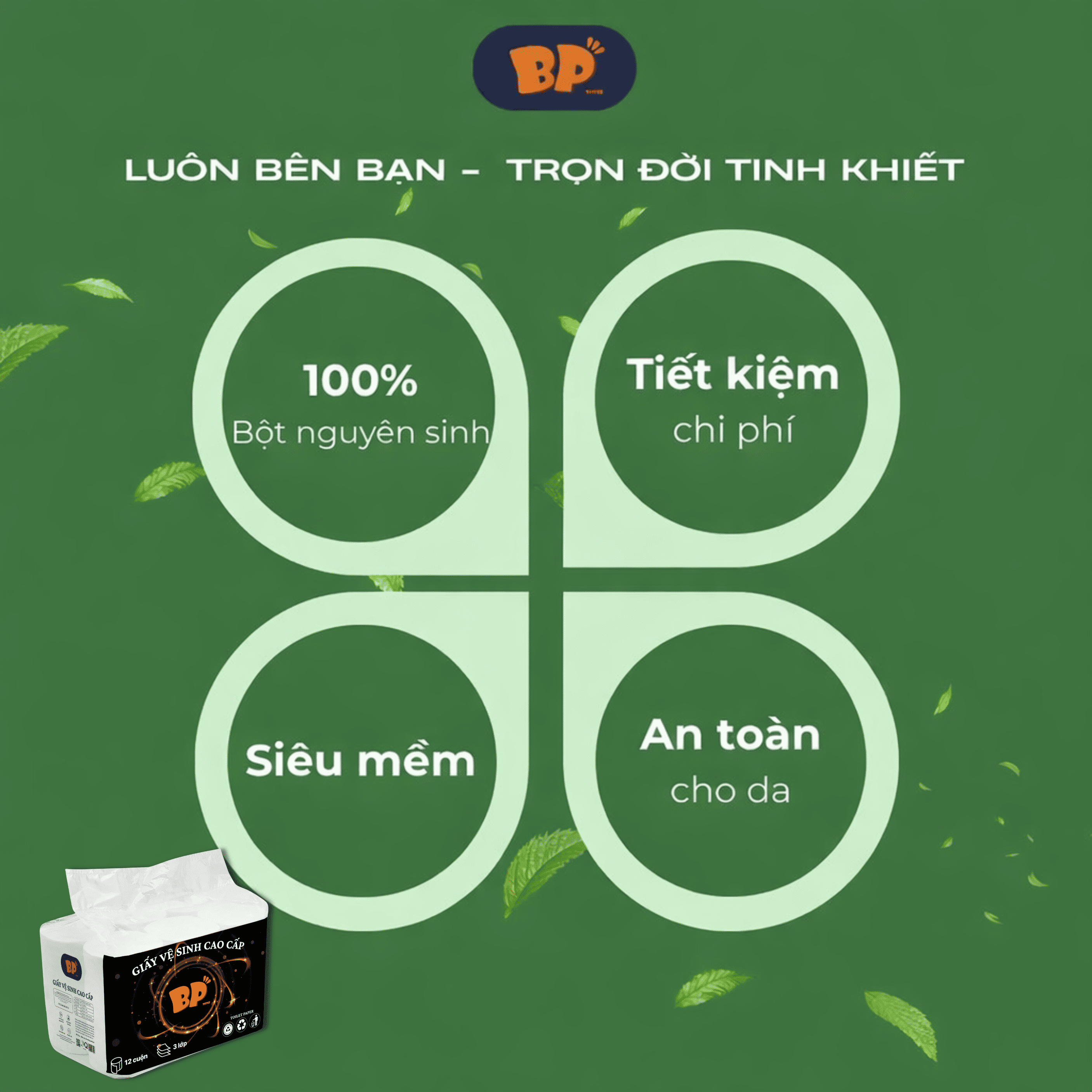 Giấy vệ sinh bịch 12 cuộn cao cấp (KO LÕI)