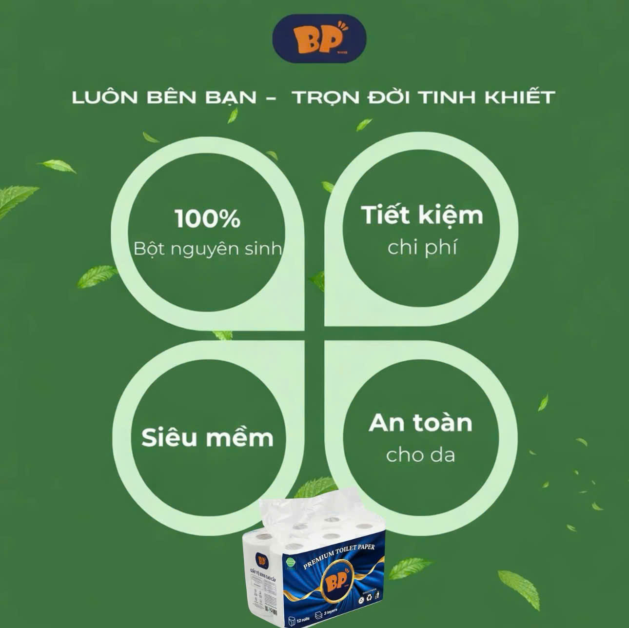 Giấy vệ sinh bịch 12 cuộn cao cấp (CÓ LÕI)