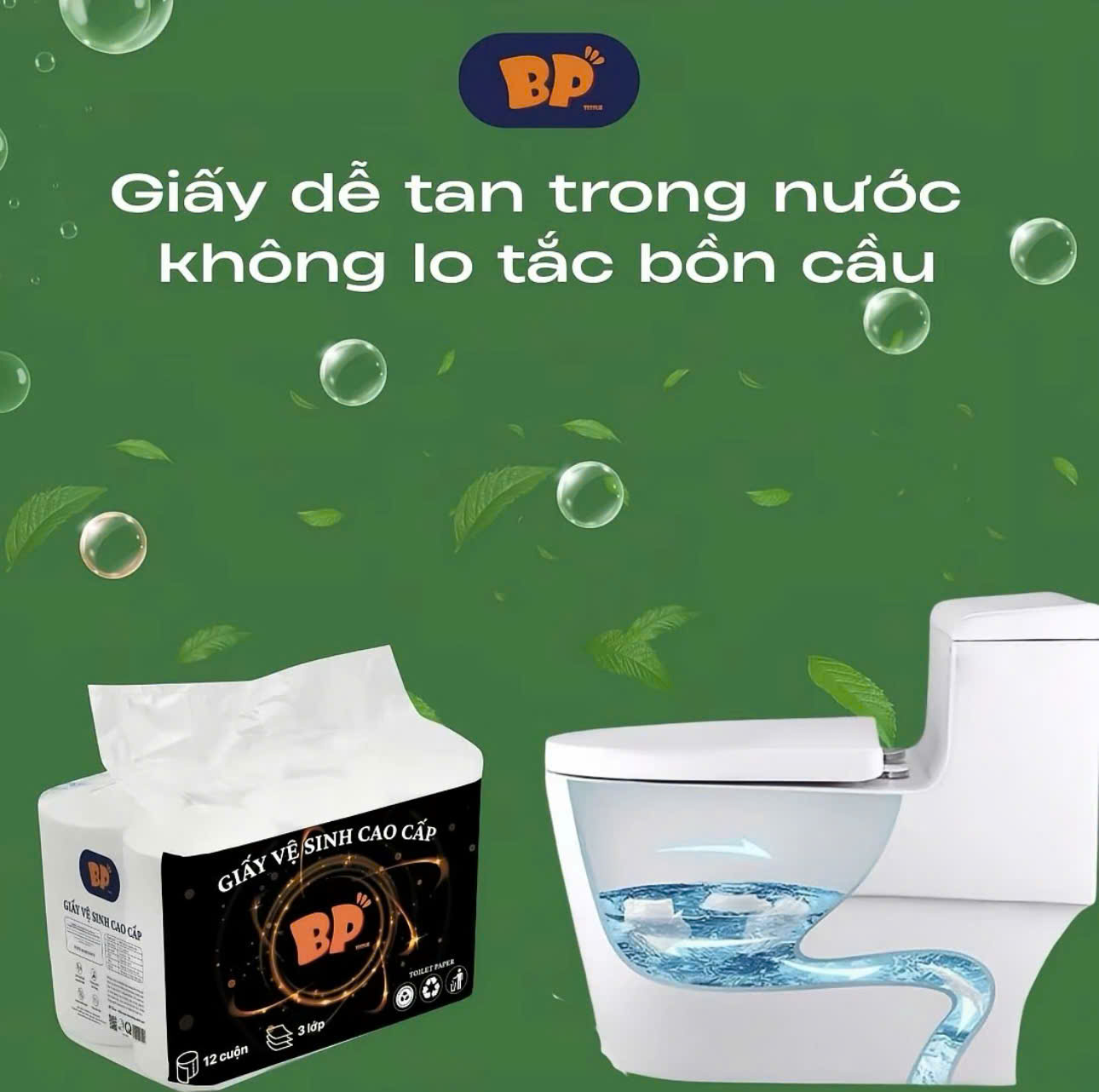 Giấy vệ sinh bịch 12 cuộn cao cấp (KO LÕI)