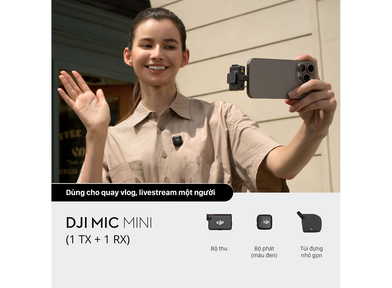 Microphone DJI Mic Mini (1TX + 1RX) (Đen)