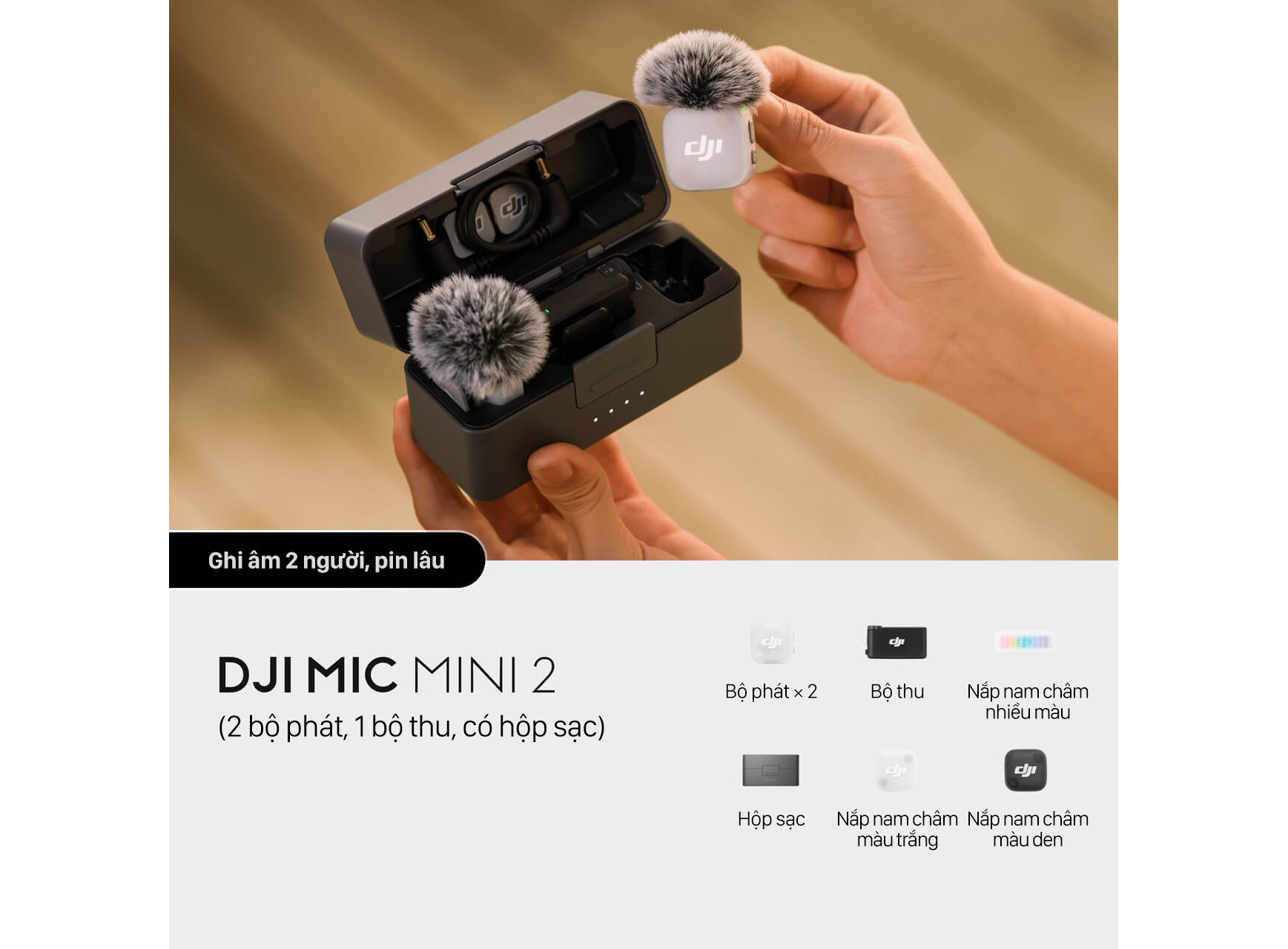 Microphone DJI Mic Mini 2 (2TX + 1RX + Hộp sạc)