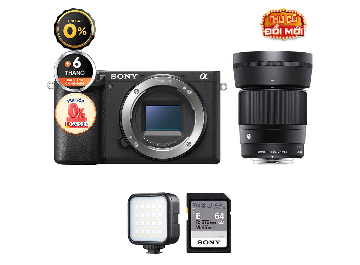 Sony a6400 (Chính hãng) + Kèm Lens Sigma 30mm f/1.4