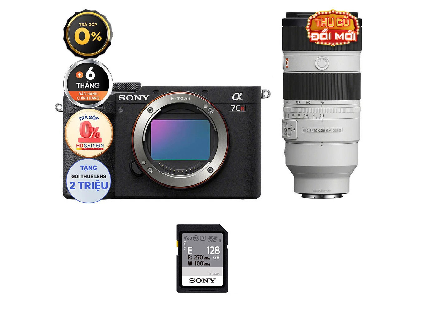 Sony A7CR Body + Kèm Lens Sony FE 70-200mm f/2.8 GM OSS II (Chính hãng)