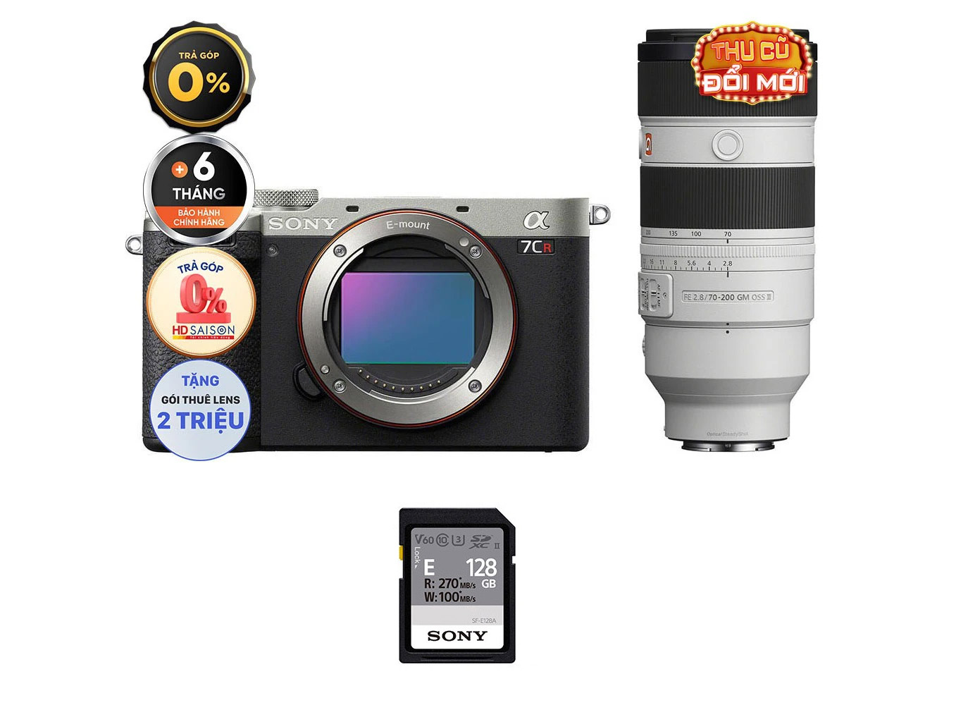 Sony A7CR Body + Kèm Lens Sony FE 70-200mm f/2.8 GM OSS II (Chính hãng)