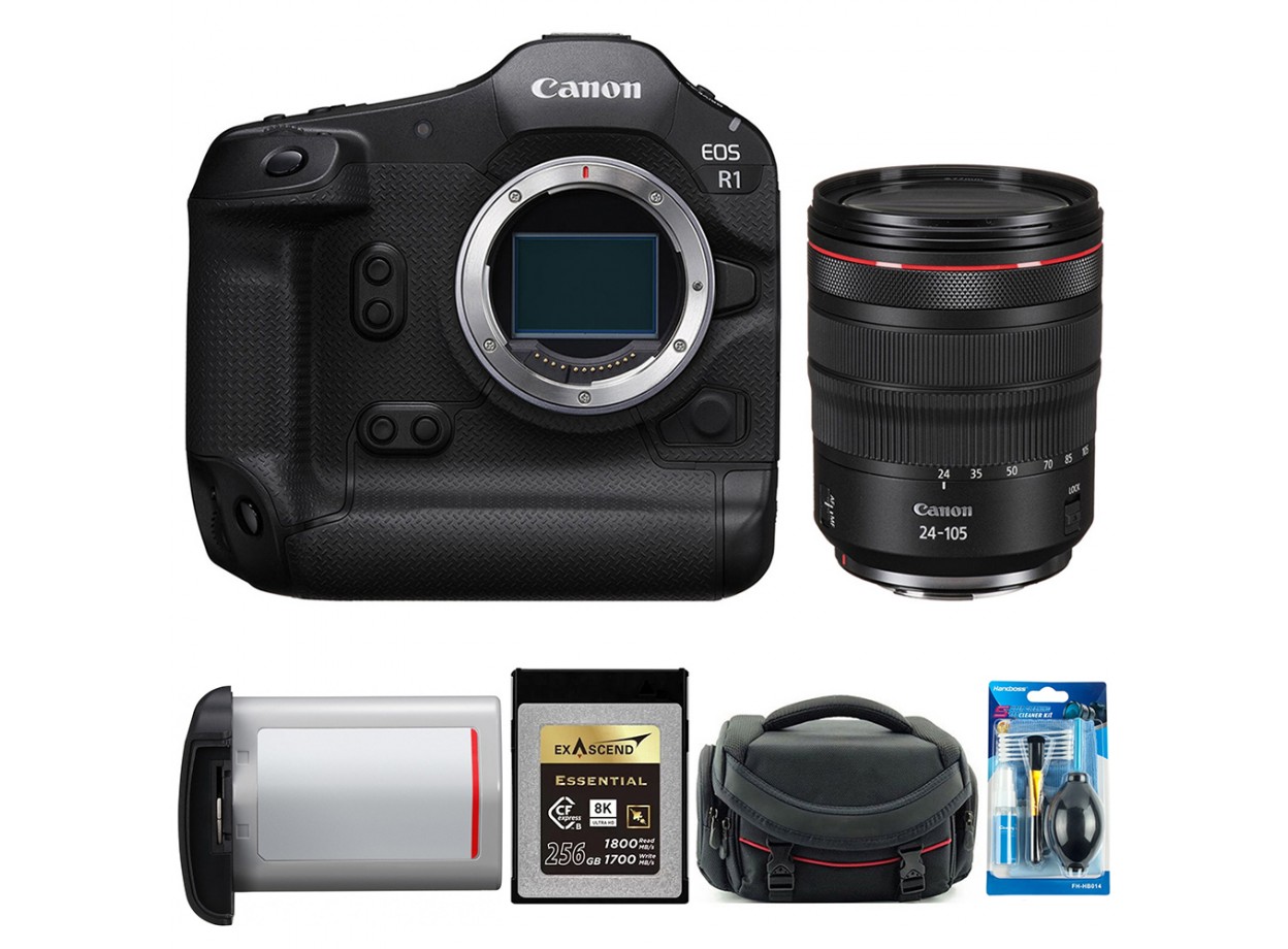 Canon EOS R1 (Chính hãng) Pin + Thẻ Nhớ 256GB + Túi Máy Ảnh, Kèm Lens Canon RF 24-105mm f/4L)