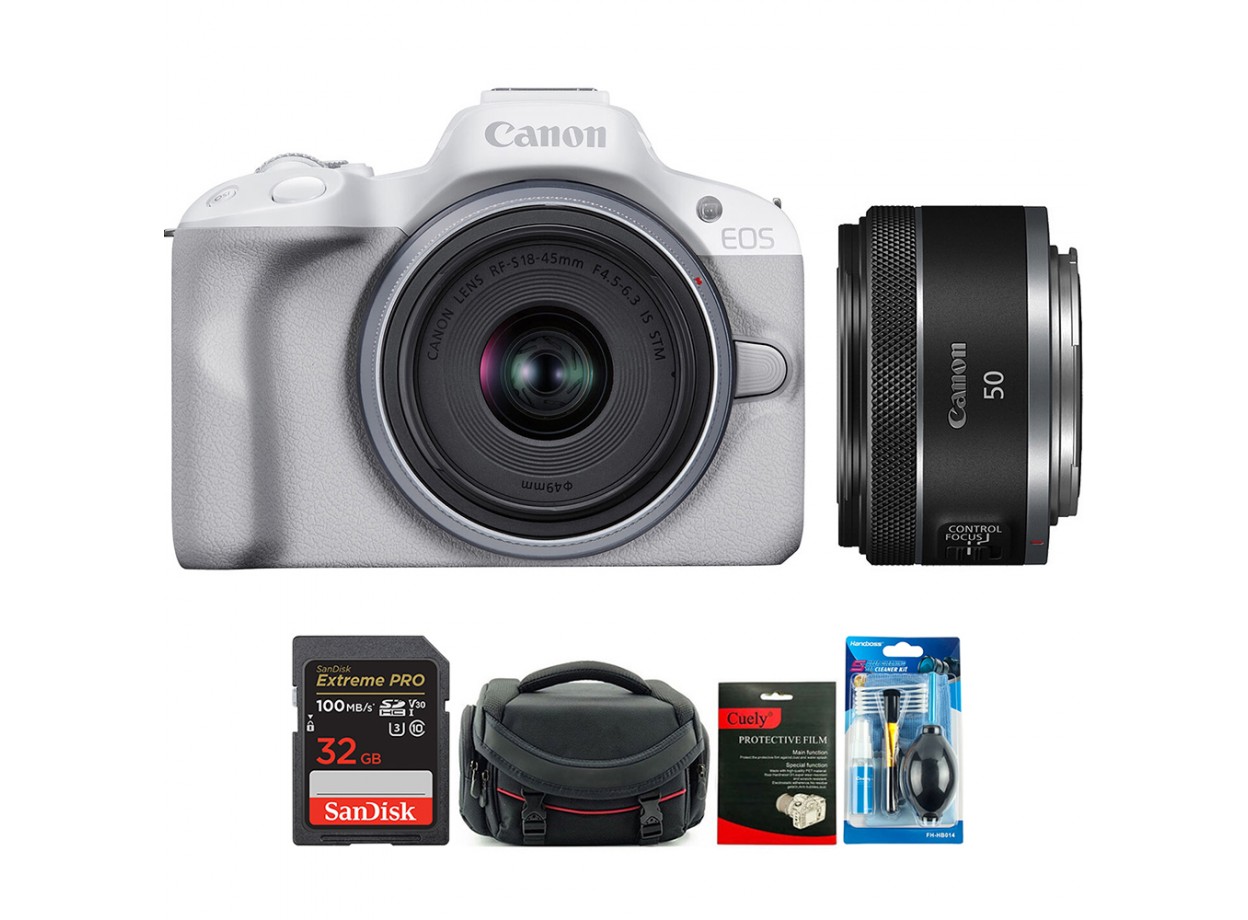 Canon EOS R50 + Kèm Kit Lens 18-45mm + RF 50mm f/1.8 STM (Chính hãng)
