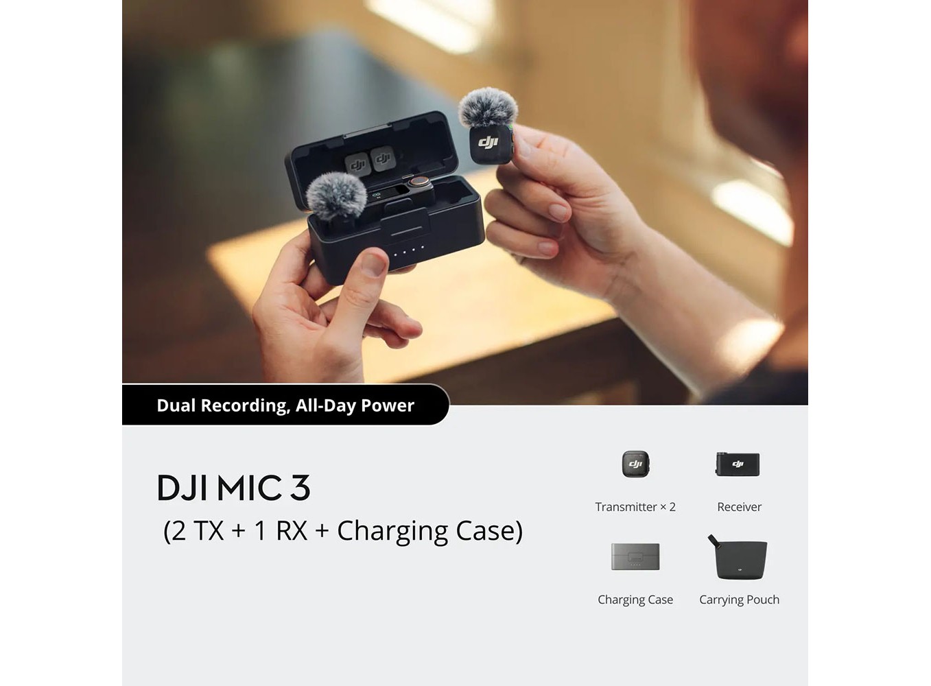 Microphone DJI Mic 3 (2 TX + 1 RX + Hộp sạc)