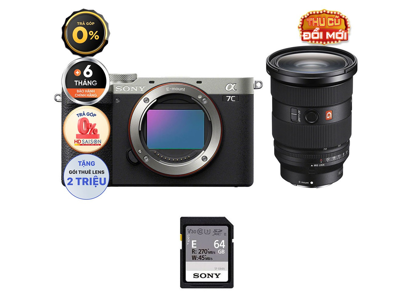 Sony A7C II + Lens Sony FE 24-70mm f/2.8 GM II (Chính hãng)