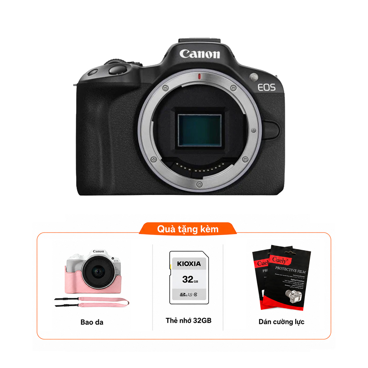 Canon EOS R50 Mới 100% – (Tặng Thẻ 32GB, Dán Màn Hình, Đầu Đọc Thẻ)