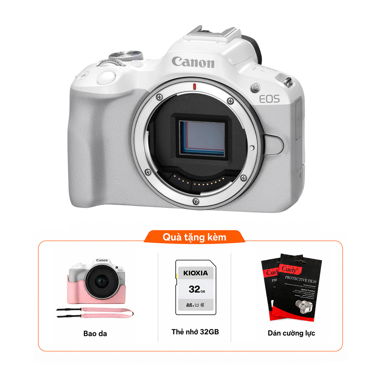 Canon EOS R50 Mới 100% – (Tặng Thẻ 32GB, Dán Màn Hình, Đầu Đọc Thẻ)